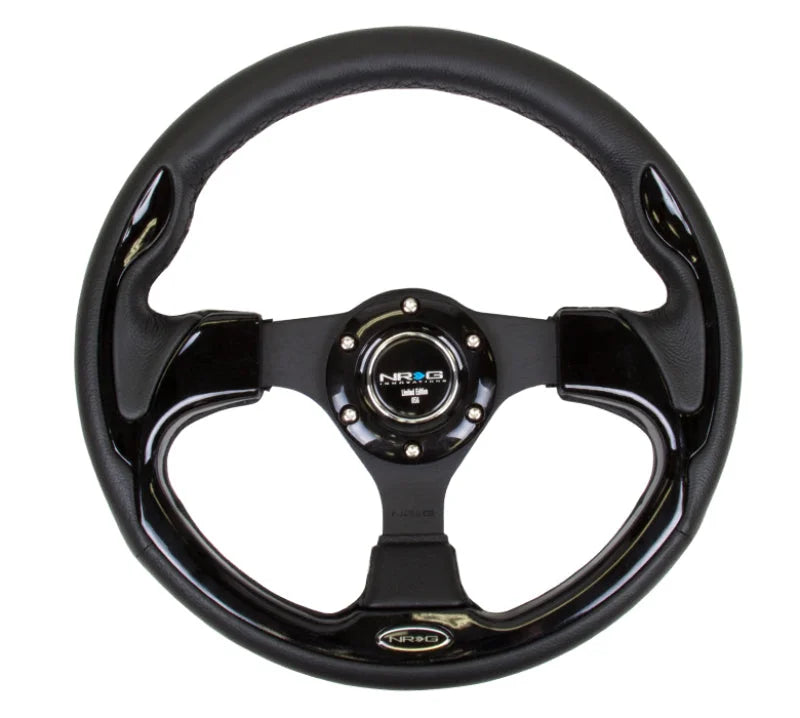 NRG Reinforced Steering Wheel (320mm) Blk w/Gloss Black Trim - Back View