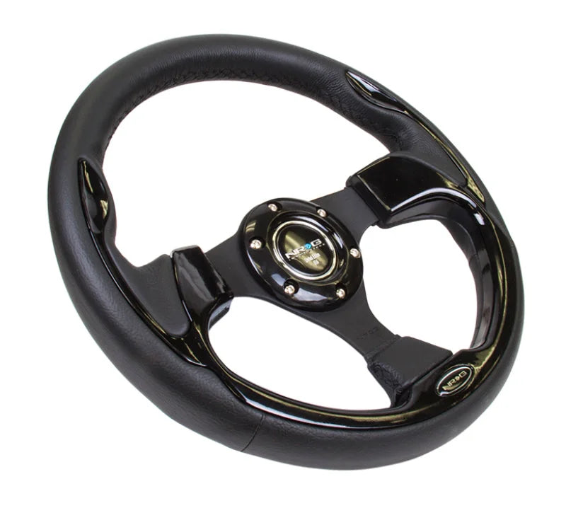 NRG Reinforced Steering Wheel (320mm) Blk w/Gloss Black Trim - Installation View