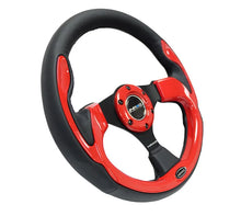 Load image into Gallery viewer, NRG Reinforced Steering Wheel (320mm) Blk w/Red Trim &amp; 5mm 3-Spoke - Main Product View