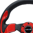 Load image into Gallery viewer, NRG Reinforced Steering Wheel (320mm) Blk w/Red Trim &amp; 5mm 3-Spoke - Side View