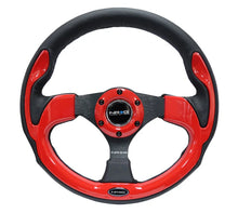 Load image into Gallery viewer, NRG Reinforced Steering Wheel (320mm) Blk w/Red Trim &amp; 5mm 3-Spoke - Back View