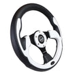 Load image into Gallery viewer, NRG Reinforced Steering Wheel (320mm) Blk w/White Trim &amp; 4mm 3-Spoke - Main Product View