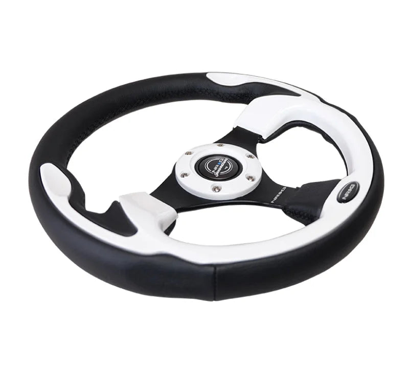 NRG Reinforced Steering Wheel (320mm) Blk w/White Trim & 4mm 3-Spoke - Installation View