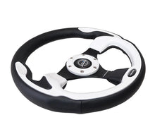 Load image into Gallery viewer, NRG Reinforced Steering Wheel (320mm) Blk w/White Trim &amp; 4mm 3-Spoke - Installation View