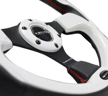 Load image into Gallery viewer, NRG Reinforced Steering Wheel (320mm) Blk w/White Trim &amp; 4mm 3-Spoke - Additional View 6