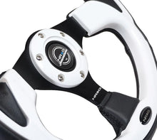 Load image into Gallery viewer, NRG Reinforced Steering Wheel (320mm) Blk w/White Trim &amp; 4mm 3-Spoke - Additional View 7