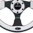Load image into Gallery viewer, NRG Reinforced Steering Wheel (320mm) Blk w/White Trim &amp; 4mm 3-Spoke - Additional View 8