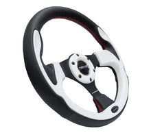 Load image into Gallery viewer, NRG Reinforced Steering Wheel (320mm) Blk w/White Trim &amp; 4mm 3-Spoke - Additional View 9