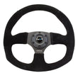 Load image into Gallery viewer, NRG Reinforced Steering Wheel (320mm Horizontal / 330mm Vertical) Black Suede w/Black Stitching - Side View