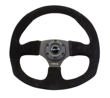 Load image into Gallery viewer, NRG Reinforced Steering Wheel (320mm Horizontal / 330mm Vertical) Black Suede w/Black Stitching - Side View