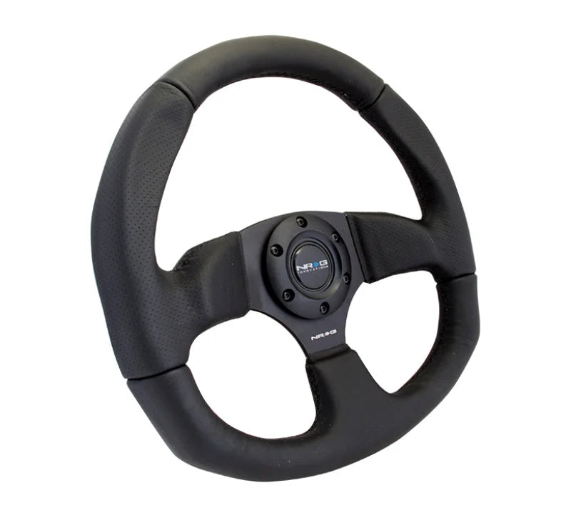 NRG Reinforced Steering Wheel (320mm Horizontal / 330mm Vertical) Leather w/Black Stitching - Side View