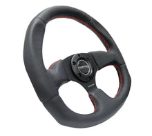 Load image into Gallery viewer, NRG Reinforced Steering Wheel (320mm Horizontal / 330mm Vertical) Leather w/Red Stitching - Back View