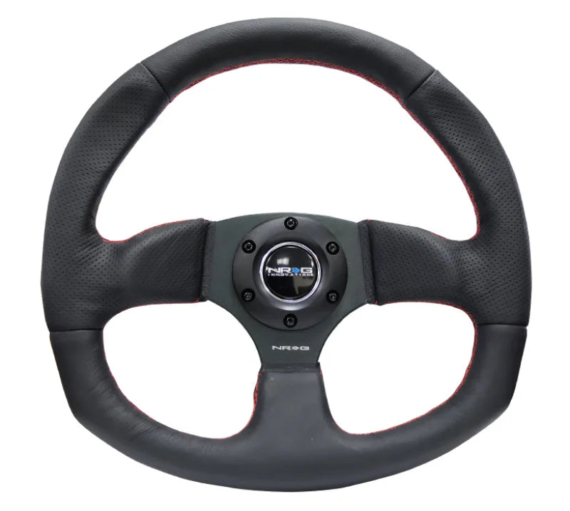 NRG Reinforced Steering Wheel (320mm Horizontal / 330mm Vertical) Leather w/Red Stitching - Installation View