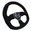 Load image into Gallery viewer, NRG Reinforced Steering Wheel (320mm Horizontal / 330mm Vertical) Suede w/Red Stitch - Detail View