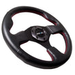 Load image into Gallery viewer, NRG Reinforced Steering Wheel (320mm) Leather w/Red Stitch - Side View