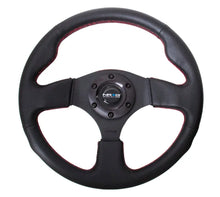 Load image into Gallery viewer, NRG Reinforced Steering Wheel (320mm) Leather w/Red Stitch - Detail View