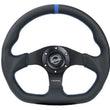 Load image into Gallery viewer, NRG Reinforced Steering Wheel (320mm) Sport Leather Flat Bottom w/ Blue Center/ Blue Stitching