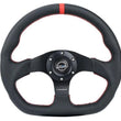 Load image into Gallery viewer, NRG Reinforced Steering Wheel (320mm) Sport Leather Flat Bottom w/ Red Center Mark/ Red Stitching