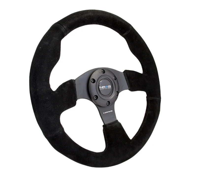 NRG Reinforced Steering Wheel (320mm) Suede w/Black Stitch - Side View