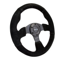 Load image into Gallery viewer, NRG Reinforced Steering Wheel (320mm) Suede w/Black Stitch - Side View