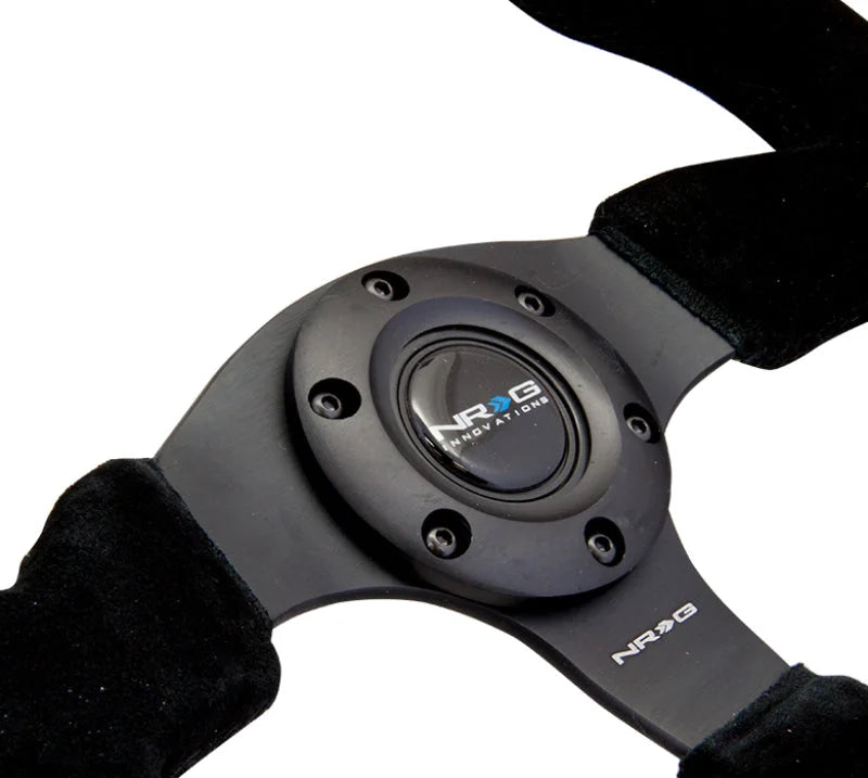 NRG Reinforced Steering Wheel (320mm) Suede w/Black Stitch - Detail View