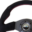 Load image into Gallery viewer, NRG Reinforced Steering Wheel (320mm) Suede w/Red Stitch - Main Product View