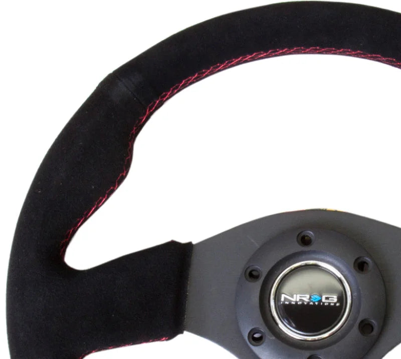 NRG Reinforced Steering Wheel (320mm) Suede w/Red Stitch - Main Product View