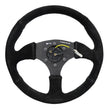 Load image into Gallery viewer, NRG Reinforced Steering Wheel (350mm / 2.5in. Deep) Blk Suede Comfort Grip w/5mm Matte Blk Spokes - Main Product View
