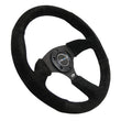 Load image into Gallery viewer, NRG Reinforced Steering Wheel (350mm / 2.5in. Deep) Blk Suede Comfort Grip w/5mm Matte Blk Spokes - Side View