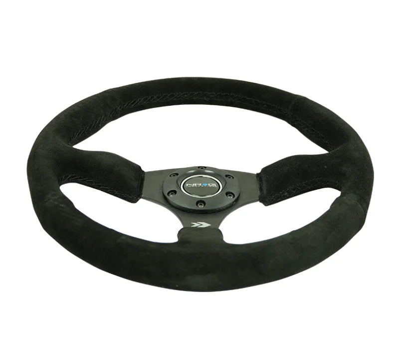 NRG Reinforced Steering Wheel (350mm / 2.5in. Deep) Blk Suede Comfort Grip w/5mm Matte Blk Spokes - Installation View