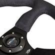 Load image into Gallery viewer, NRG Reinforced Steering Wheel (350mm / 2.5in. Deep)Blk Alcantara Comfort Grip w/4mm Matte Blk Spokes - Installation View