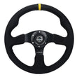 Load image into Gallery viewer, NRG Reinforced Steering Wheel (350mm/ 3in. Deep) Alcantara w/ Yellow Center w/ Black Stitch