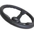 Load image into Gallery viewer, NRG Reinforced Steering Wheel (350mm / 3in. Deep) Bk Leather w/Bk BBall Stitch (Odi Bakchis Edition) - Side View