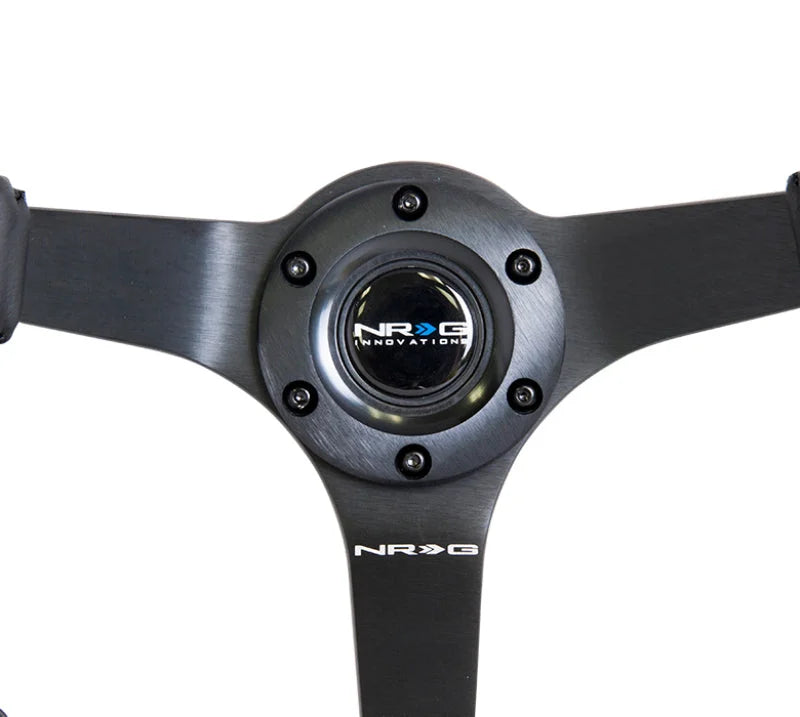 NRG Reinforced Steering Wheel (350mm / 3in. Deep) Bk Leather w/Bk BBall Stitch (Odi Bakchis Edition) - Installation View