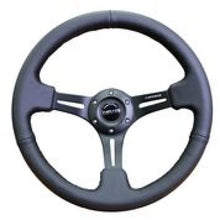 Load image into Gallery viewer, NRG Reinforced Steering Wheel (350mm / 3in. Deep) Black Leather w/ Black Stitching - Main Product View