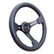 Load image into Gallery viewer, NRG Reinforced Steering Wheel (350mm / 3in. Deep) Black Leather w/ Black Stitching - Side View