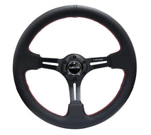 Load image into Gallery viewer, NRG Reinforced Steering Wheel (350mm / 3in. Deep) Black Leather/Red Stitch &amp; Blk 3-Spoke w/Slits - Main Product View
