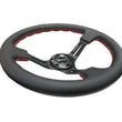 Load image into Gallery viewer, NRG Reinforced Steering Wheel (350mm / 3in. Deep) Black Leather/Red Stitch &amp; Blk 3-Spoke w/Slits - Side View