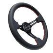 Load image into Gallery viewer, NRG Reinforced Steering Wheel (350mm / 3in. Deep) Black Leather/Red Stitch &amp; Blk 3-Spoke w/Slits - Detail View