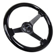 Load image into Gallery viewer, NRG Reinforced Steering Wheel (350mm / 3in. Deep) Black w/Black Chrome Solid 3-Spoke Center - Main Product View