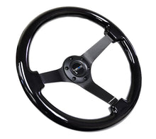 Load image into Gallery viewer, NRG Reinforced Steering Wheel (350mm / 3in. Deep) Black w/Black Chrome Solid 3-Spoke Center - Main Product View