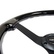 Load image into Gallery viewer, NRG Reinforced Steering Wheel (350mm / 3in. Deep) Black w/Black Chrome Solid 3-Spoke Center - Side View