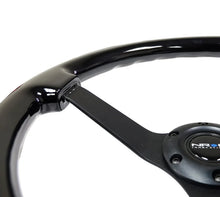 Load image into Gallery viewer, NRG Reinforced Steering Wheel (350mm / 3in. Deep) Black w/Black Chrome Solid 3-Spoke Center - Side View