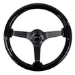 Load image into Gallery viewer, NRG Reinforced Steering Wheel (350mm / 3in. Deep) Black w/Black Chrome Solid 3-Spoke Center - Detail View