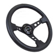 Load image into Gallery viewer, NRG Reinforced Steering Wheel (350mm / 3in. Deep) Blk Leather w/Blk Spoke &amp; Circle Cutouts - Main Product View