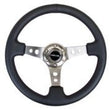 Load image into Gallery viewer, NRG Reinforced Steering Wheel (350mm / 3in. Deep) Blk Leather w/Gunmetal Circle Cutout Spokes - Side View