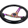 Load image into Gallery viewer, NRG Reinforced Steering Wheel (350mm / 3in. Deep) Blk Multi Color Flake w/ Neochrome Center Mark - Side View