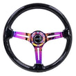 Load image into Gallery viewer, NRG Reinforced Steering Wheel (350mm / 3in. Deep) Blk Multi Color Flake w/ Neochrome Center Mark - Back View