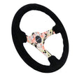 Load image into Gallery viewer, NRG Reinforced Steering Wheel (350mm / 3in. Deep) Blk Suede Floral Dipped w/ Blk Baseball Stitch - Main Product View