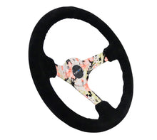 Load image into Gallery viewer, NRG Reinforced Steering Wheel (350mm / 3in. Deep) Blk Suede Floral Dipped w/ Blk Baseball Stitch - Main Product View